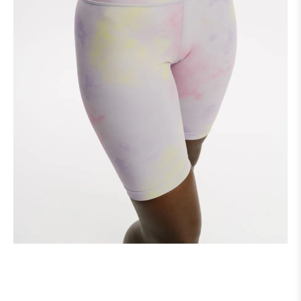 High-Rise Pastel Tie-Dye Bike Shorts - Pink & Yellow